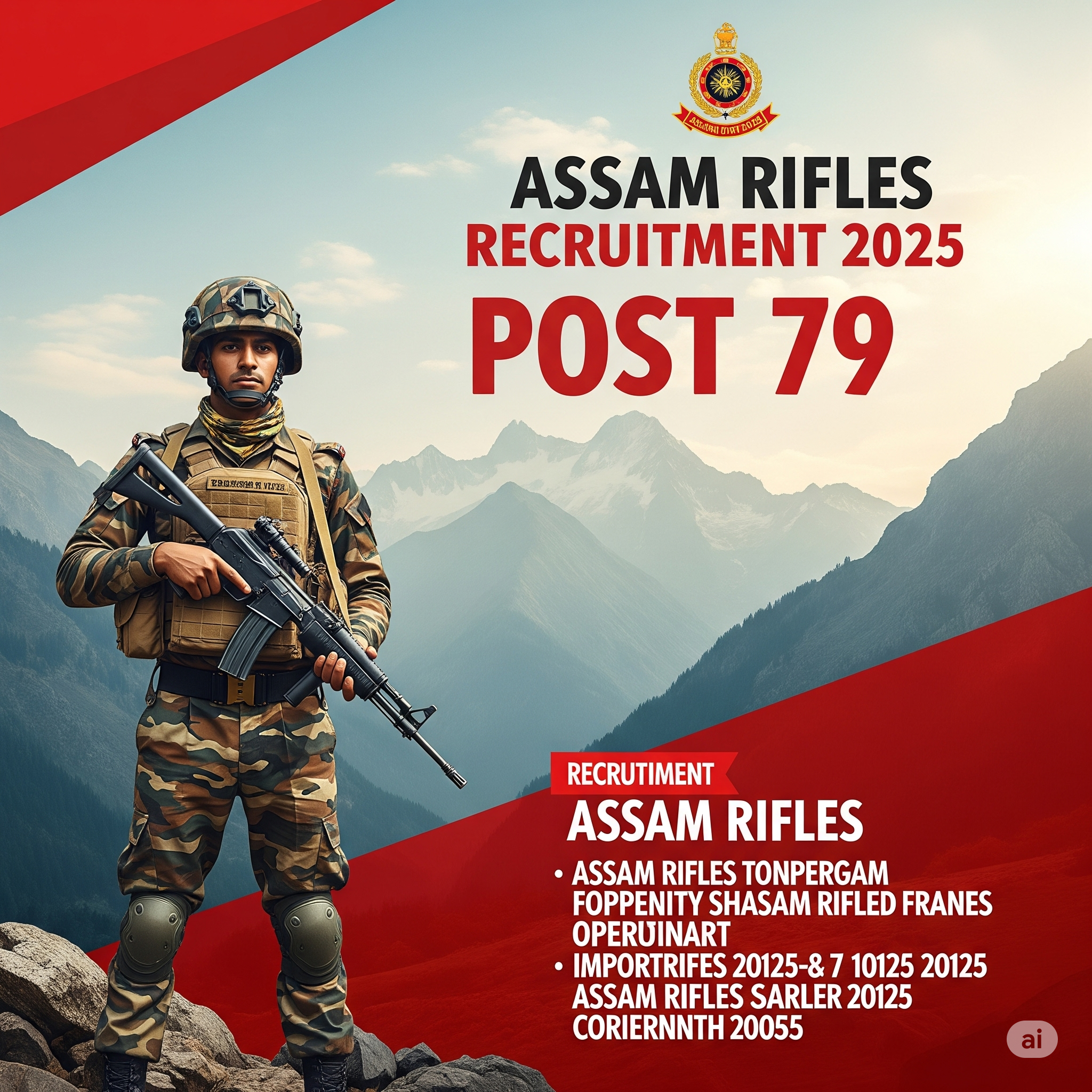 Assam Rifles Recruitment 2025 Post 79 Assam Rifles Recruitment 2025 Post 79