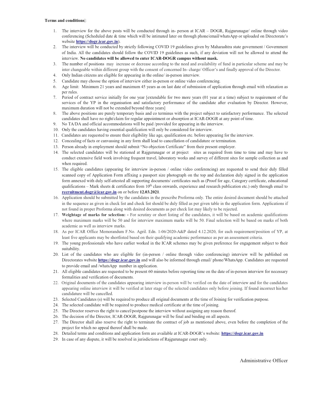 Official Notification Official Notification