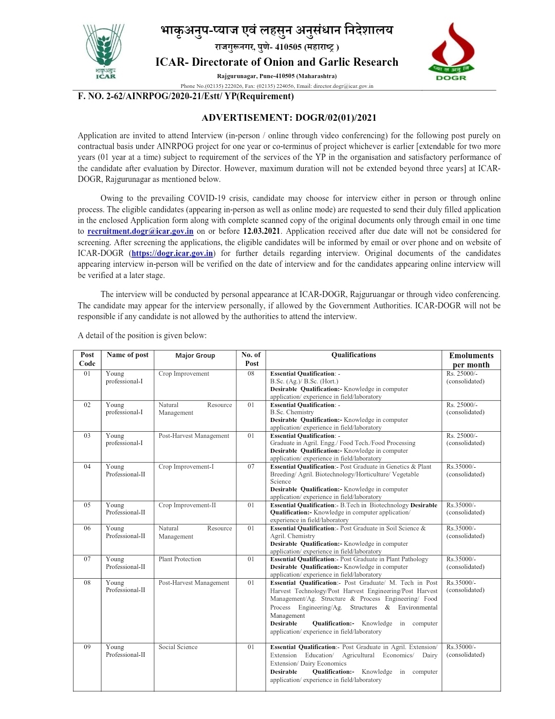 Official Notification Official Notification