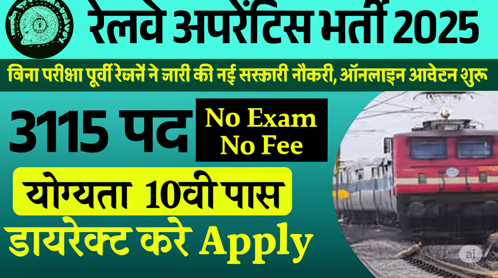 Eastern Railway Bharti 2025: पूर्वी रेलवे में 3115 पदों पर भर्ती