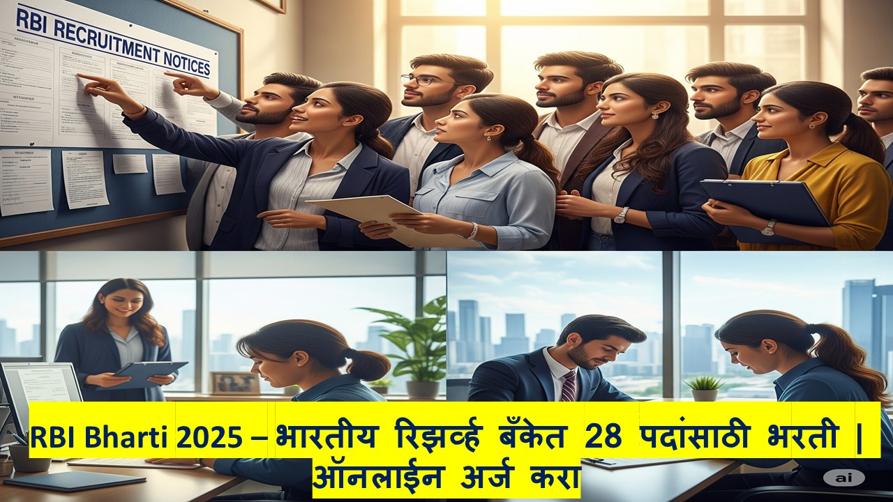 RBI Bharti 2025 – भारतीय रिझर्व्ह बँकेत 28 पदांसाठी भरती | ऑनलाईन अर्ज करा RBI Bharti 2025 – भारतीय रिझर्व्ह बँकेत 28 पदांसाठी भरती | ऑनलाईन अर्ज करा