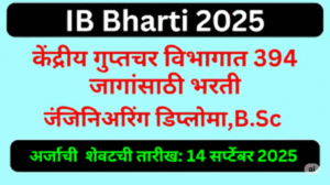 IB Bharti 2025: केंद्रीय गुप्तचर विभागात 394 जागांसाठी भरती