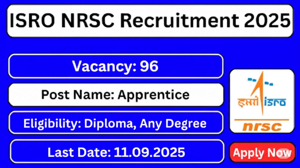 ISRO NRSC Apprentice Recruitment 2025:-96 POST ISRO NRSC Apprentice Recruitment 2025:-96 POST